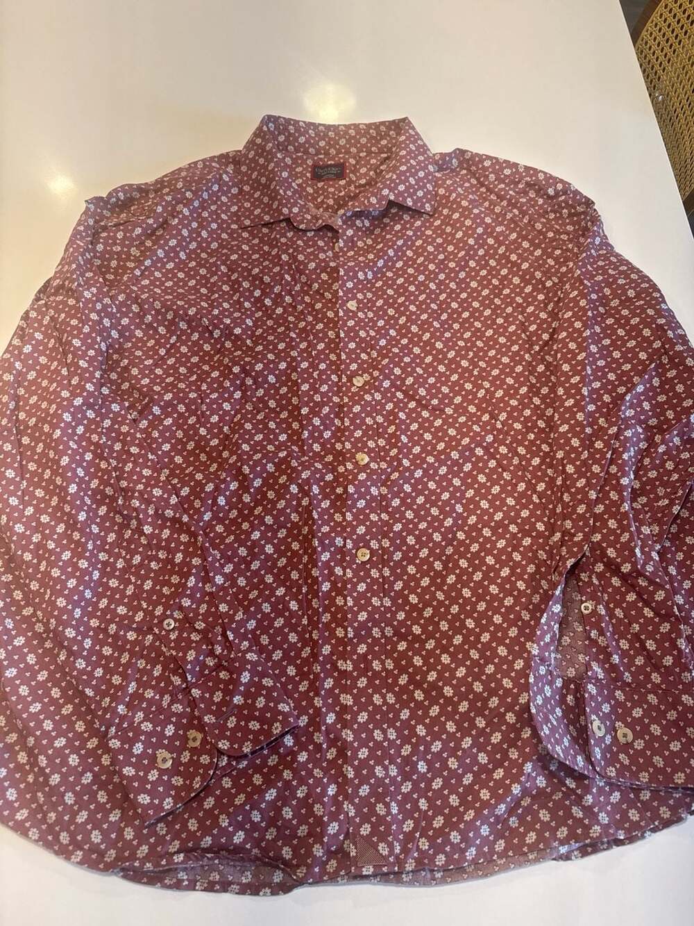 UNTUCKit Burgundy Floral Long Sleeve Button Down Shirt Size XXXL